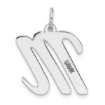 14k White Gold Large Script Letter M Initial Charm - Image 4