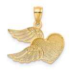 14K and White Rhodium Polished Heart with Wings Pendant - Image 3