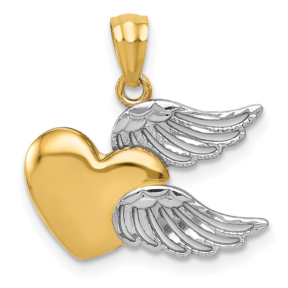 YC789.jpg 14K and White Rhodium Polished Heart with Wings Pendant - Image 1