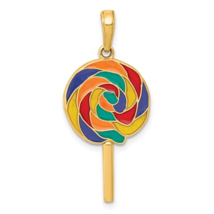 14k 3-D Multi-color Enameled Lollipop Pendant