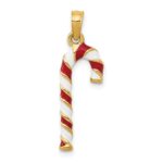 14k 3-D Enameled Candy Cane Charm