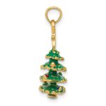 14k 3-D Enameled Christmas Tree Pendant - Image 2