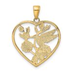 14k Enameled Hummingbird with Flowers Heart Pendant - Image 3