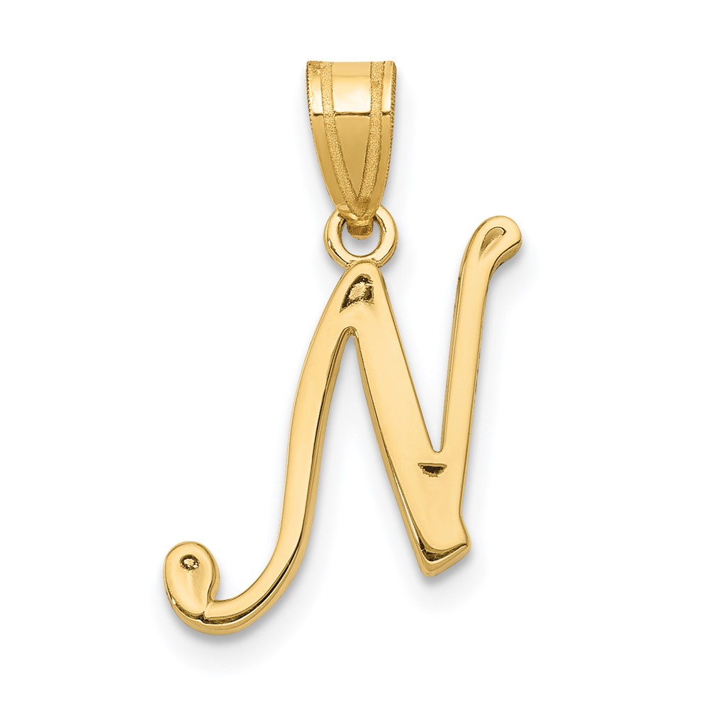 YC993N.jpg 14KY Script Letter N Initial Pendant - Image 1