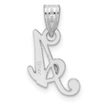 14KW White Gold Script Letter A Initial  Pendant - Image 3