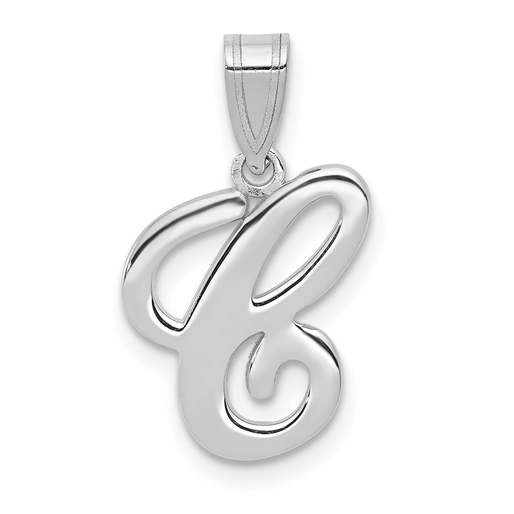 YC993WC.jpg 14KW White Gold Script Letter C Initial Pendant - Image 1