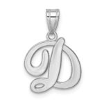 14KW White Gold Script Letter D Initial  Pendant