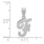 14KW White Gold Script Letter F Initial Pendant - Image 4