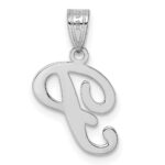 14KW White Gold Script Letter P Initial Pendant - Image 3