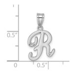 14KW White Gold Script Letter R Initial Pendant - Image 4