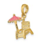 14K 3-D Beach Chair with Pink Enameled Umbrella Charm - Image 5